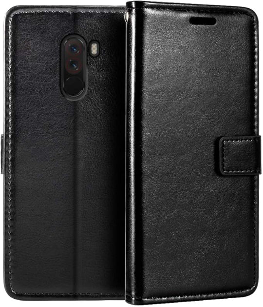 Smart Book Cover Case for Xiaomi Poco F1 Black