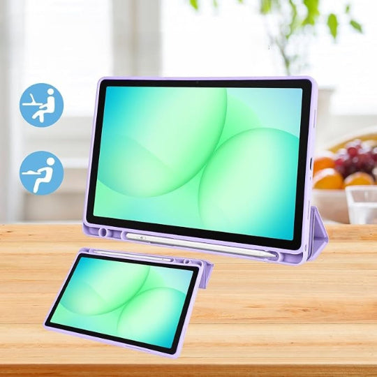 Smart Tri-fold Flip Case with Pencil Holder For Samsung Galaxy Tab A9 Plus - Purple