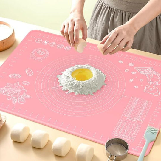 Silicone Baking Mat 70x50 Cm Food Grade Silicone for Home & Kitchen Pastry, Pizza Bread Cookies, Fondant, Pasta -Pink