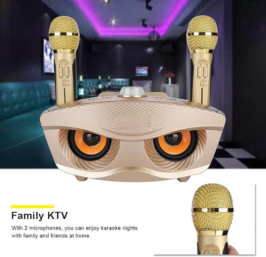 SDRD SD-306S Portable Karaoke Wireless Bluetooth Speaker with 2 Microphones (Gold)