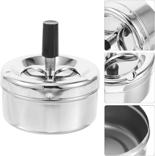 Silver Ashtray Bokai With Anchor Point Above - Large