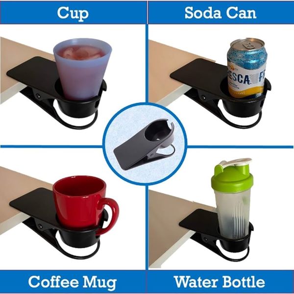 tabletop cup holder, tabletop drink holder, desktop drink holder desk water bottle holder, drink cup holder clip, home office table, desk side clip water drink holder