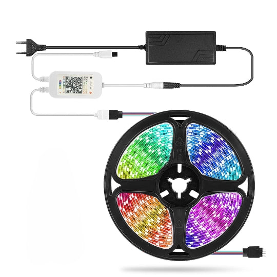 5m/Roll 5050 RGB Led Strip Light with white lighting remote control and power supply