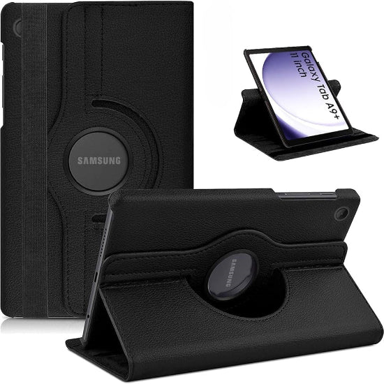 Cases Premium Quality Book Cover Case 360 Degree Rotating Stand Protective Cover For Sam Tab A9 Plus Black