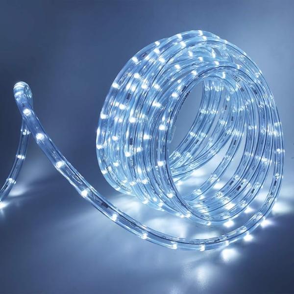 Rope LED Light Wheel Waterproof Tube Lights Strip Background Outdoor Christmas, Home Decoration 10M White