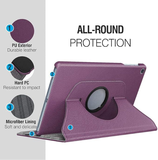 Smart Book Case 360° Rotating Case for Samsung Galaxy Tab A 10.1 2019 SM-T510/T515 - Purple