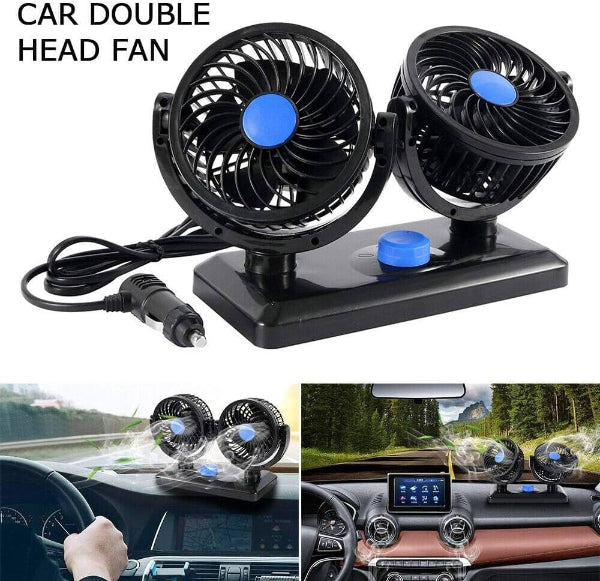 Car Fan 360' Rotatable Dual Head 2 Speed Auto Cooling Air Fan HX-T304
