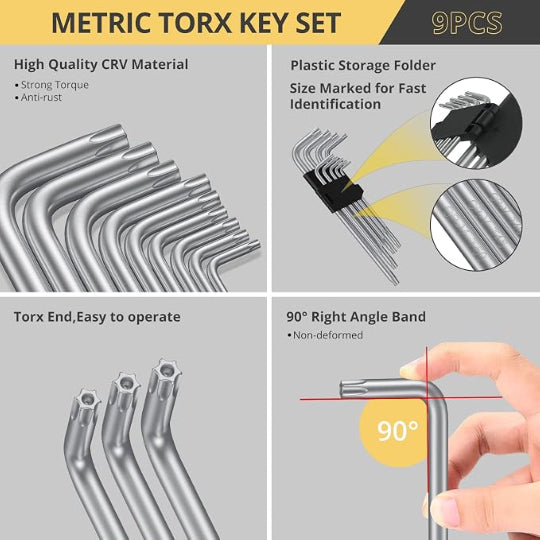 FT Tools L Key Set 9 Pieces Double End L type Torx Key Set Hand Tools