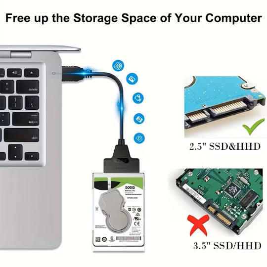 USB 3.0 to SATA Hard Drive Adapter - Flat Male-to-Male USB Cable,