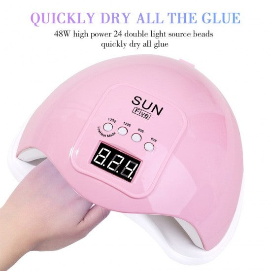 UV / LED SUN Five Nail Lamp Sunshine Nails Comfortable Professional Nail Lamp 48W 225mmx105mmx190mm (Rose)