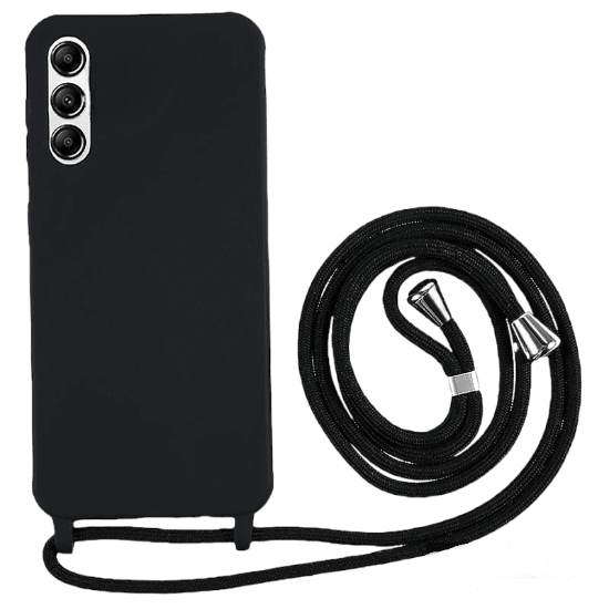 Premium Silicone Case With Cord for Sam A70 Black 