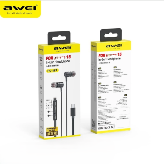 Awei PC-9T In-ear Handsfree Headphone with USB-C Plug