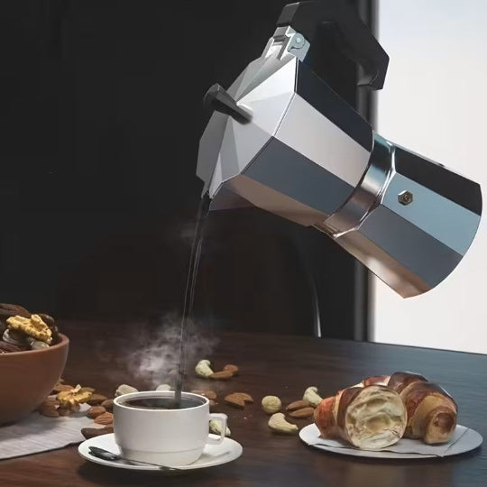 Moka Pot Feggrini aluminium for 6 cups of coffee (Silver)