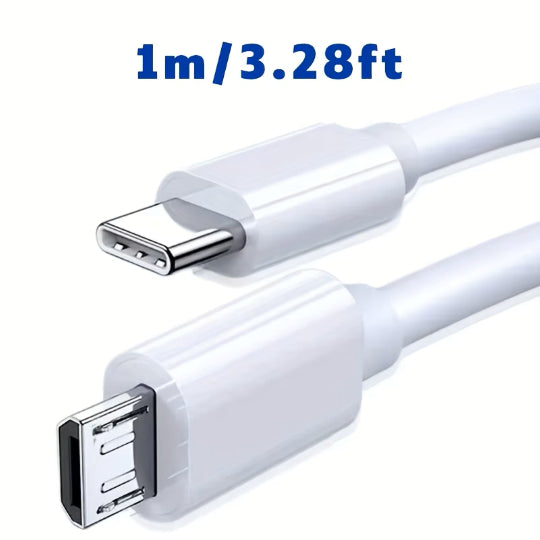 5A Type-C to Micro Fast Charging Data Cable Type C Male to Micro USB Male 1m White