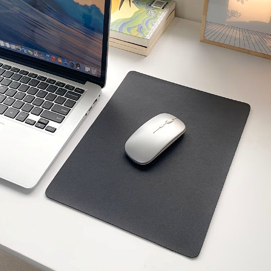 Faux Leather Mouse Pad Solid Color Simple Fashion Office Mouse Pad 26cmX21cm Black