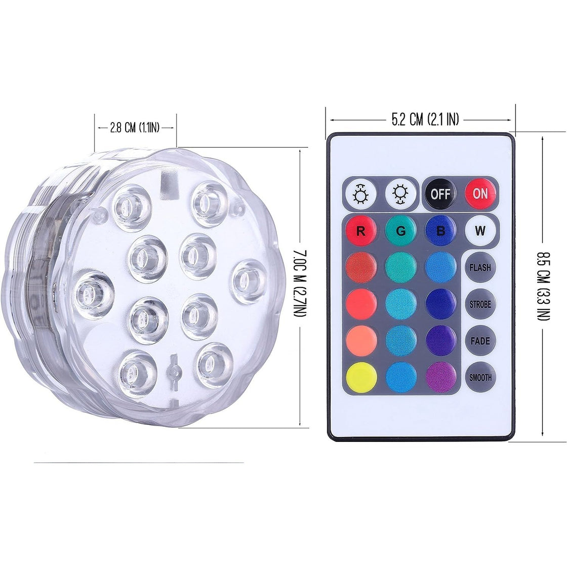 JG106 - Submersible LED Lights Remote Control Battery Powered, RGB Multi Color Changing Waterproof Light for Poo 