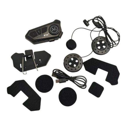 V10 2x Helmet Wireless Phone Connection for 2 People With Bluetooth In Black