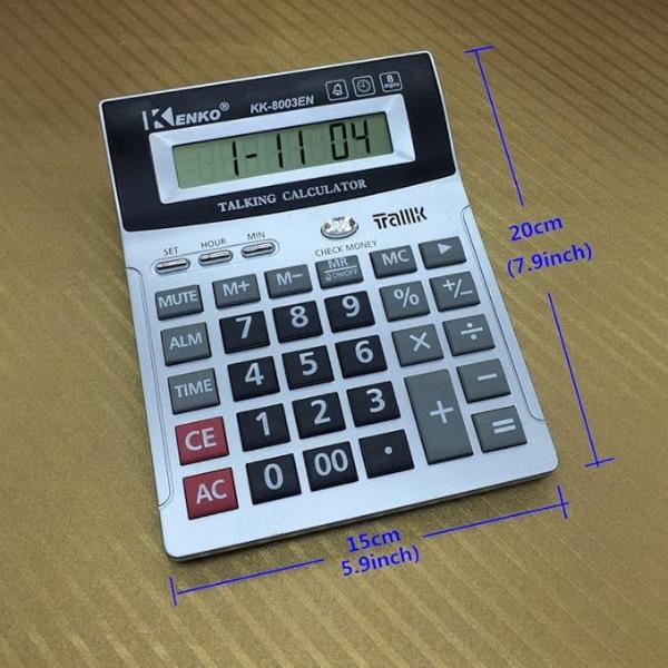 Calculator 8 Digit English Talking with Alarm, Time Show, Check Money Office Computer KK-8003EN