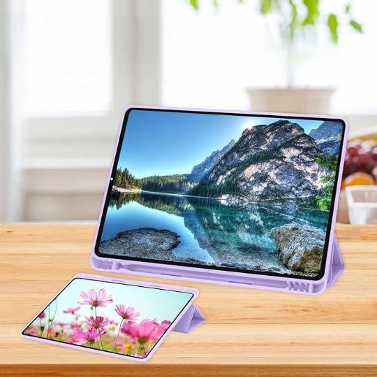 Premium Tri-fold Flip Case with Pencil Holder for iPad 10.2" 9th/8th/7th Gen: 2021/2020/2019 (Purple)