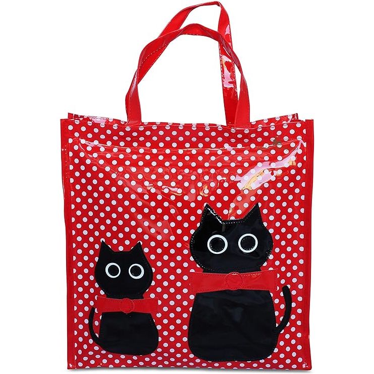 Cat Plastic 25x28cm  Bag For Shopping And Daily Use - Red