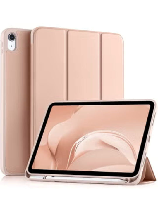 Smart Tri-fold Flip Case with Pencil Holder for iPad Air 11 Inch 2024 2025 2026, M2 M3 M4 Air 2020/2022, Rose Gold