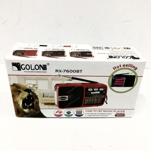 Golon RX-7600BT Portable Radio Rechargeable with Bluetooth and USB Red