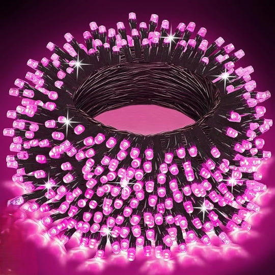 Christmas Led Light 200 LED Green Wire 20M Cabel String Lights (Pink)
