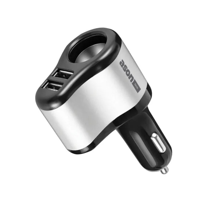 3in1 Car Charger 2 USB Ports Black and White