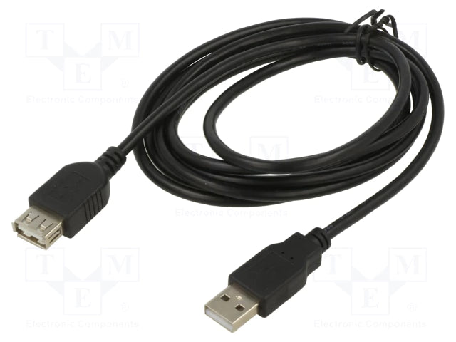 USB 2.0 A Male to A Female Extension Cable - Black | USB Extension Cables and Devices | USB Cables, Adapters, and Hubs | USB and PC (3m)