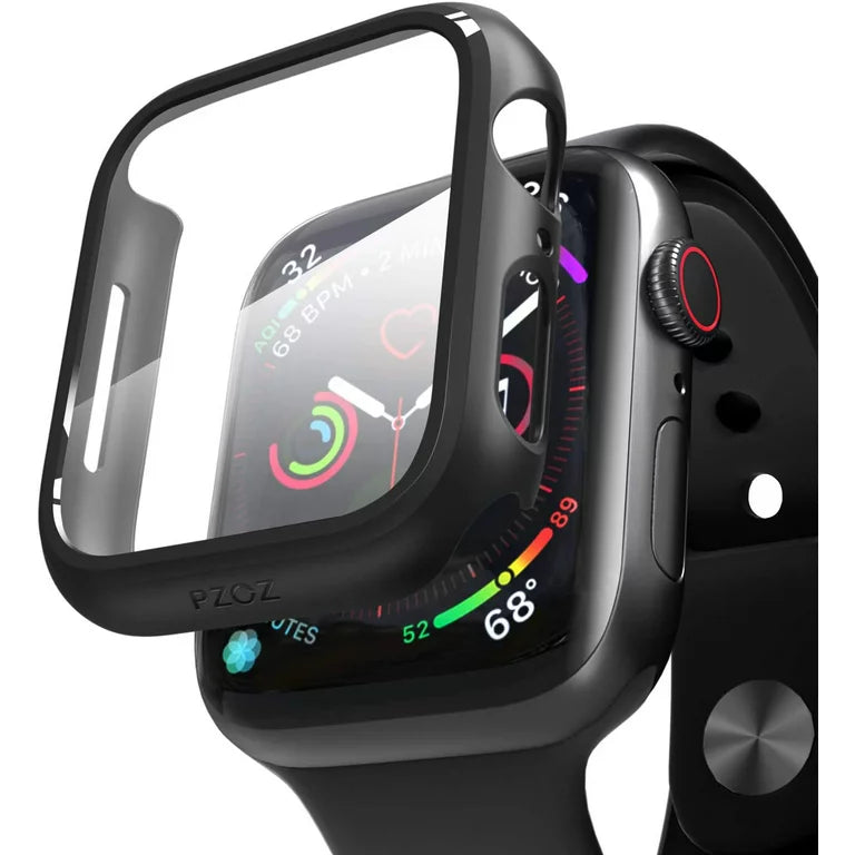 Tempered Glass Screen Protector Full Coverage With Case For Apple Watch 40mm (Black)