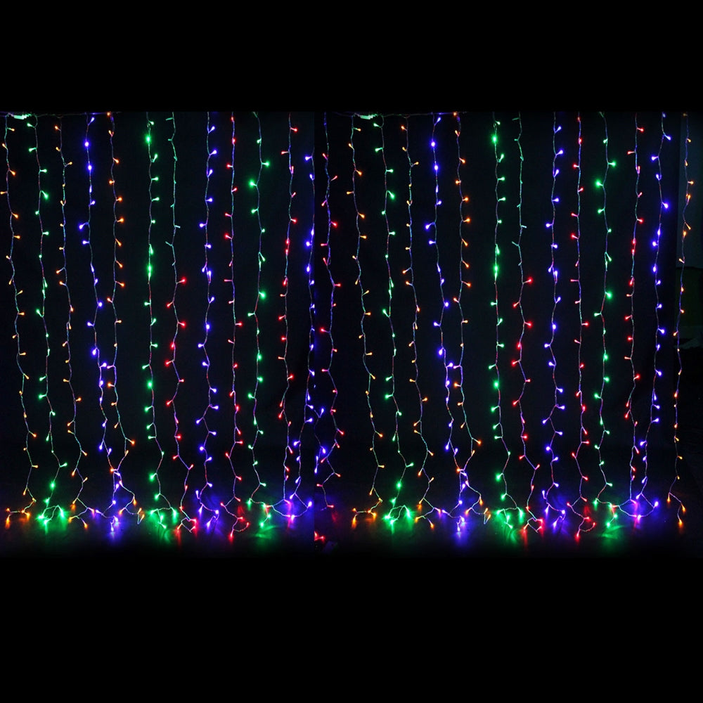 LED Christmas Curtain Lights  Wire Curtain String Lights 2m x 2m -  (Multi Colour)