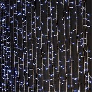 LED Christmas Curtain Lights  Wire Curtain String Lights 2m x 2m - (White)