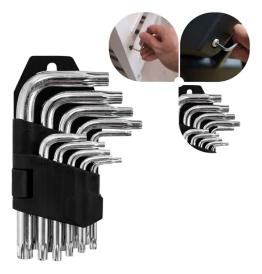 Xinlong L Key Set 9 Pieces Double End L type Torx Star Head Key Set Hand Tools
