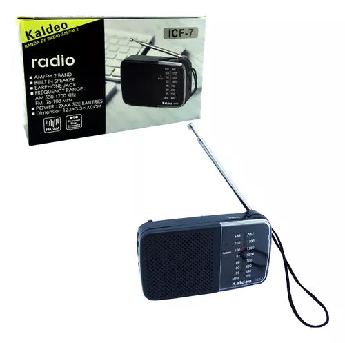 Kaldeo Banda De Radio AM/FM 2 Band Radio Power 2XAA Size Batteries ICF-7