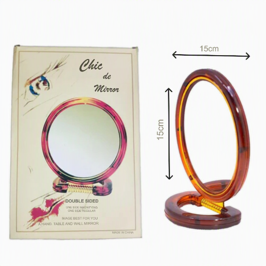 Chic de Double-sided oval Mirror A Hand,Table & Wall Mirror 15 x 15 cm No 417