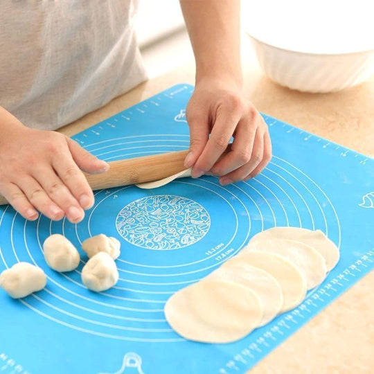 Silicone Baking Mat 70x50 Cm Food Grade Silicone for Home & Kitchen Pastry, Pizza Bread Cookies, Fondant, Pasta -Blue