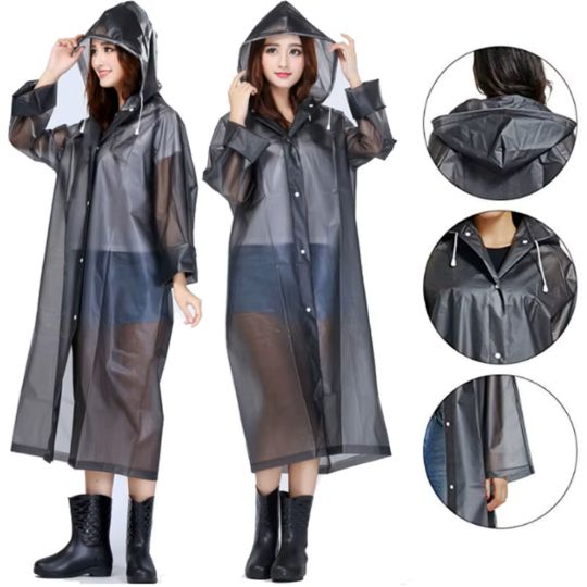 EVA Lightweight Raincoat For Men and Women - Black