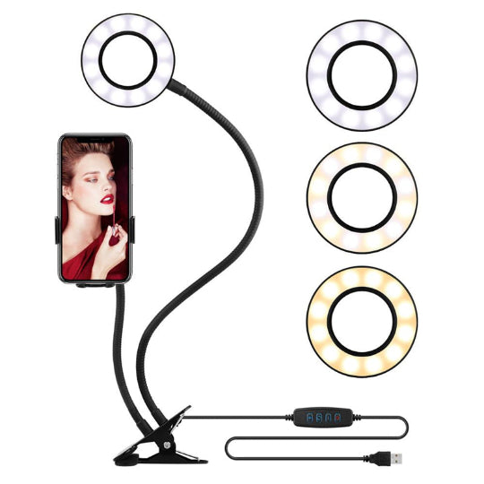 3.5 Inch Table Selfie Ring Light With Cell Phone Holder Stand 2 in 1 Mini Ring Light
