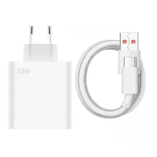 Gerlax 33W Charger with USB-A Port and Cable USB-C Data Cabel White