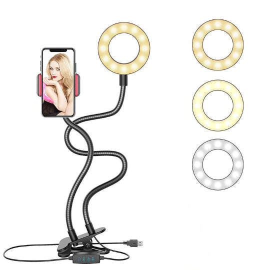 3.5 Inch Table Selfie Ring Light With Cell Phone Holder Stand 2 in 1 Mini Ring Light