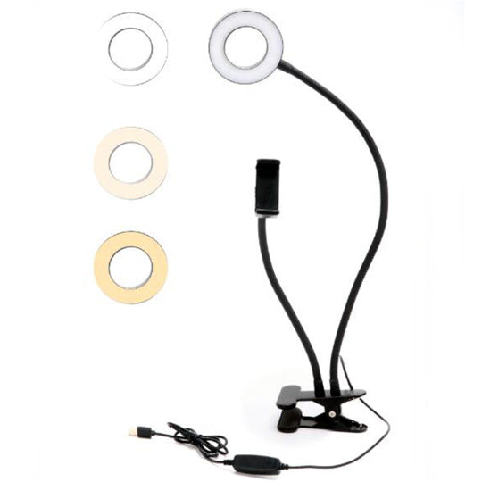 3.5 Inch Table Selfie Ring Light With Cell Phone Holder Stand 2 in 1 Mini Ring Light