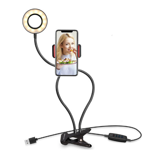3.5 Inch Table Selfie Ring Light With Cell Phone Holder Stand 2 in 1 Mini Ring Light
