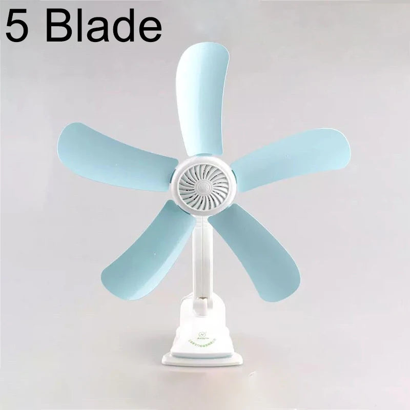 Portable 5 Blades Leaf Adjustable Clip Fan Electric Bedside Mini Fan Desktop Fan Wall Mount Fan