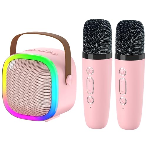 Portable Karaoke Bluetooth Speaker with 2 Wireless Microphone, Music Player Dynamic Lights