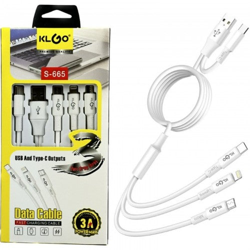 USB and Type-C Data Cable To Type-C and Micro and Lighnening KLGO S-665 