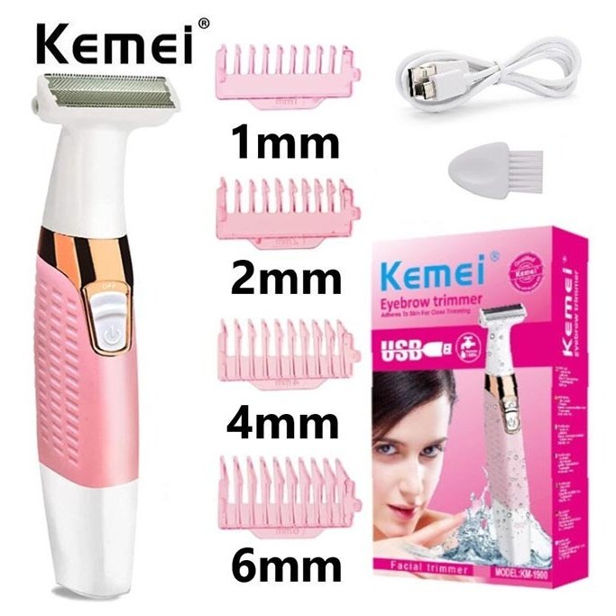 KEMEI EYEBROW TRIMMER USB RECHARGEABLE SAFETY RAZOR FOR WOMAN FACE ARM LEG KM-1900 