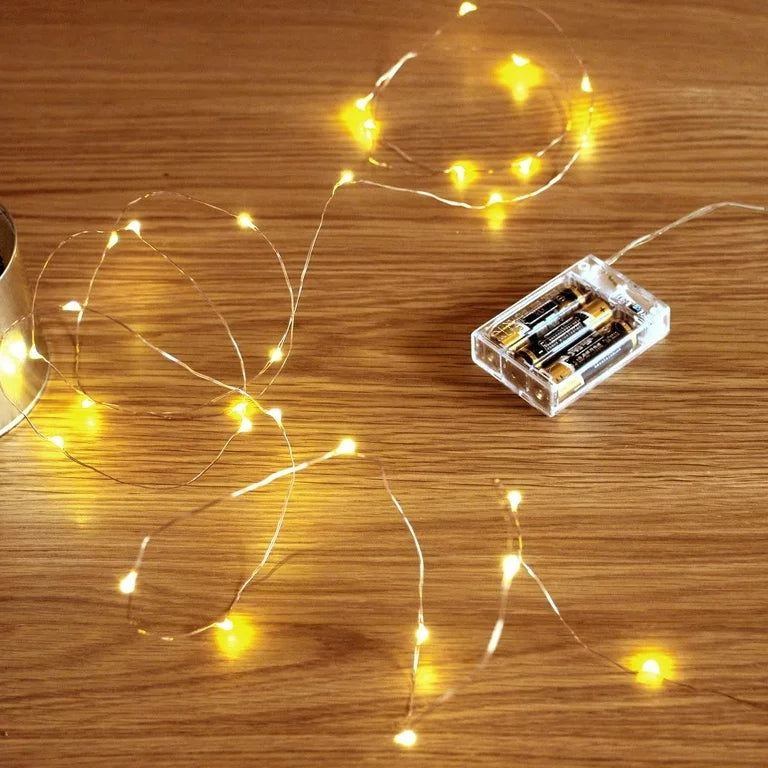 Led String Lights, Battery Powered Copper Wire Starry Fairy Lights - Yellow