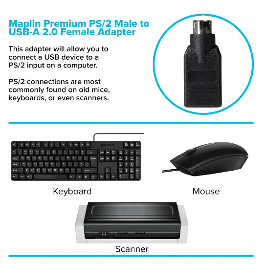USB PS/2 PS2 Male to USB A Female Converter Adapter