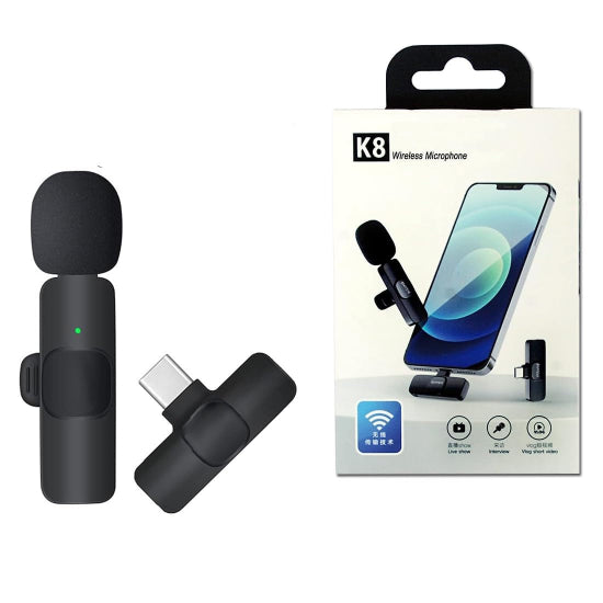 K8 Wireless Microphone Plug & Play USB-C For Android Smartphone  PC Tablet Type-C Connector