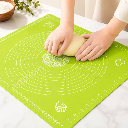 Silicone Baking Mat 70x50 Cm Food Grade Silicone for Home & Kitchen Pastry, Pizza Bread Cookies, Fondant, Pasta - Green